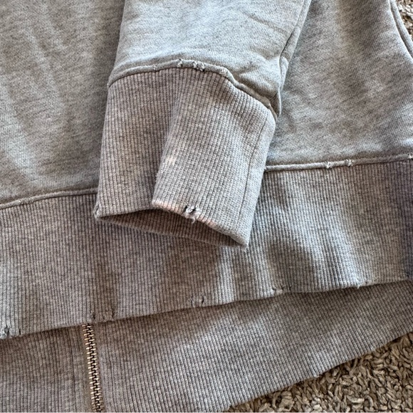 JOES JEANS Leira Hi-Lo Distressed Heather Gray Sweatshirt W/Zipper back size S - Picture 2 of 9